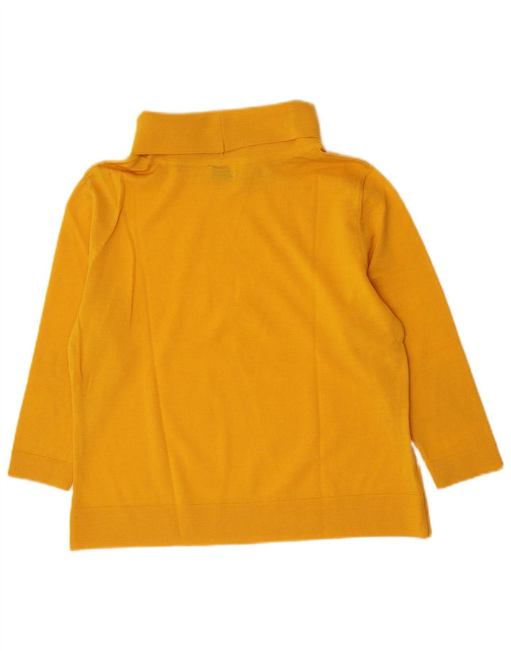 Vintage Dame Roll Neck Top 3/4 ærme UK 14 Medium Gul