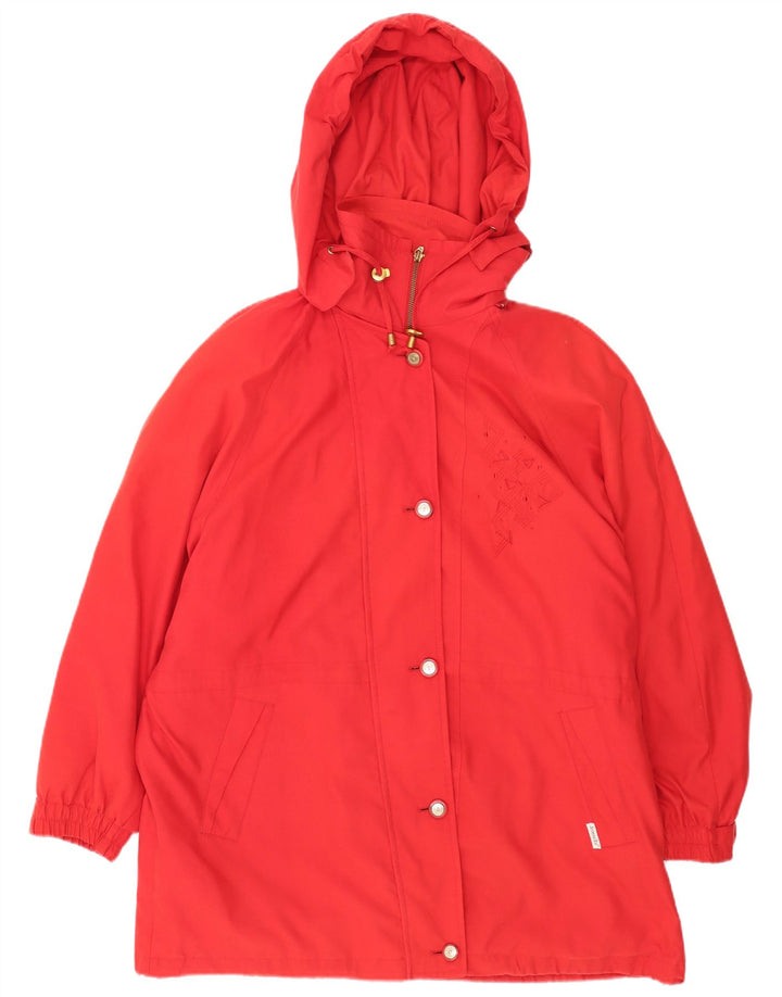 Sympatex Dame Hætte Oversized Windbreaker Frakke UK 20 2XL Rød Polyester