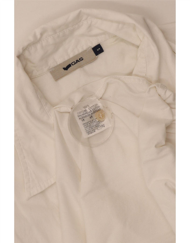 Gas Herre kortærmet skjorte lille hvid bomuld