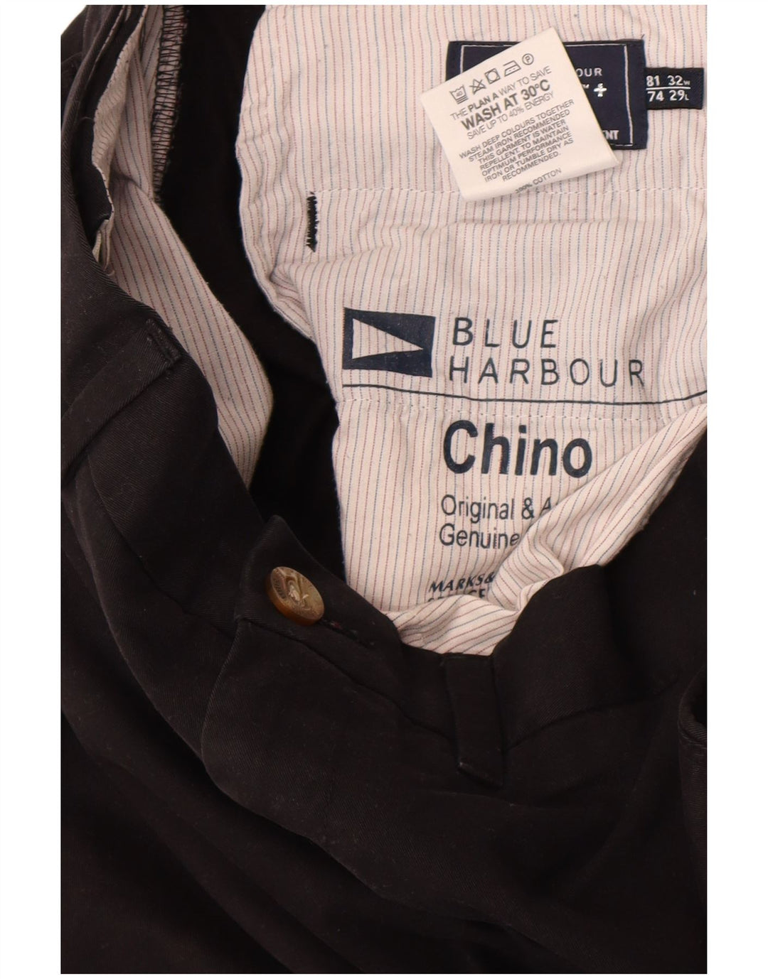 Marks & Spencer Herre Blue Harbor Lige Chinobukser W32 L29 Sort