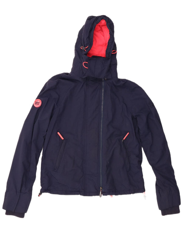 SUPERDRY Grafisk Windbreaker-jakke til kvinder UK 14 Medium Navy Blue