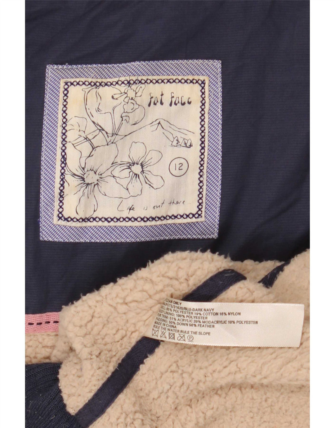 Fat Face Dame Polstret Gilet UK 12 Medium Navy Blue Polyester