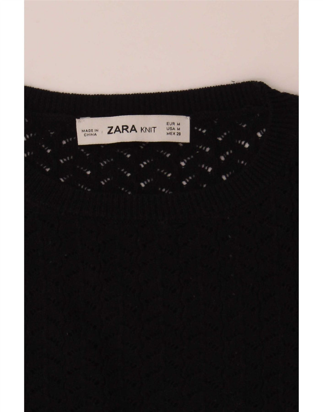 Zara Womens Crop Knit Bluse Top UK 12 Medium Navy Blue Striped