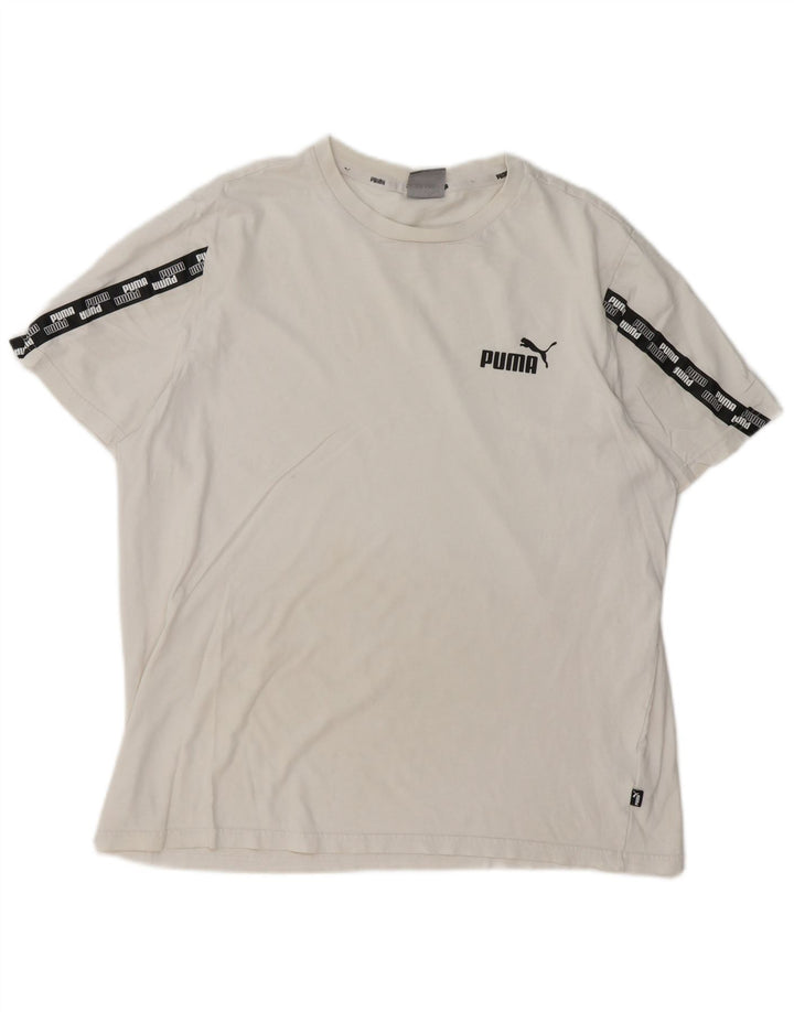PUMA Herre grafisk T-shirt Top Stor hvid Colourblock Bomuld