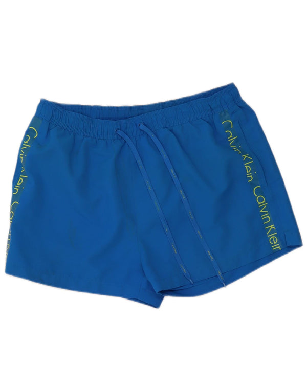 Calvin Klein Herre grafiske svømmeshorts XL blå polyester