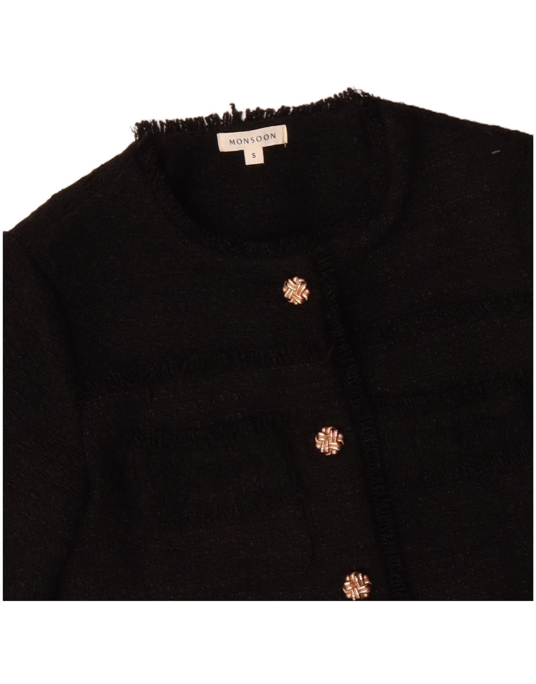 MONSOON Dame 5-knaps blazerjakke UK 10 Lille sort polyester