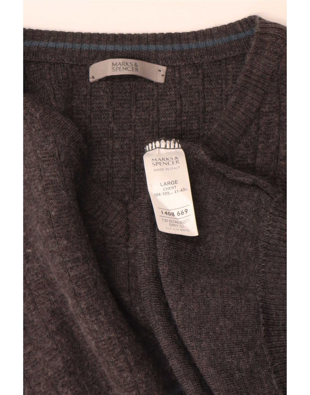 Marks & Spencer Herre V-hals sweater Stor Grå Akryl