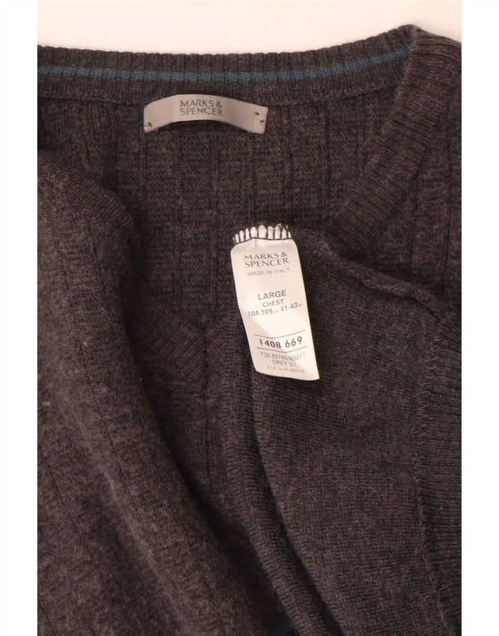Marks & Spencer Herre V-hals sweater Stor Grå Akryl