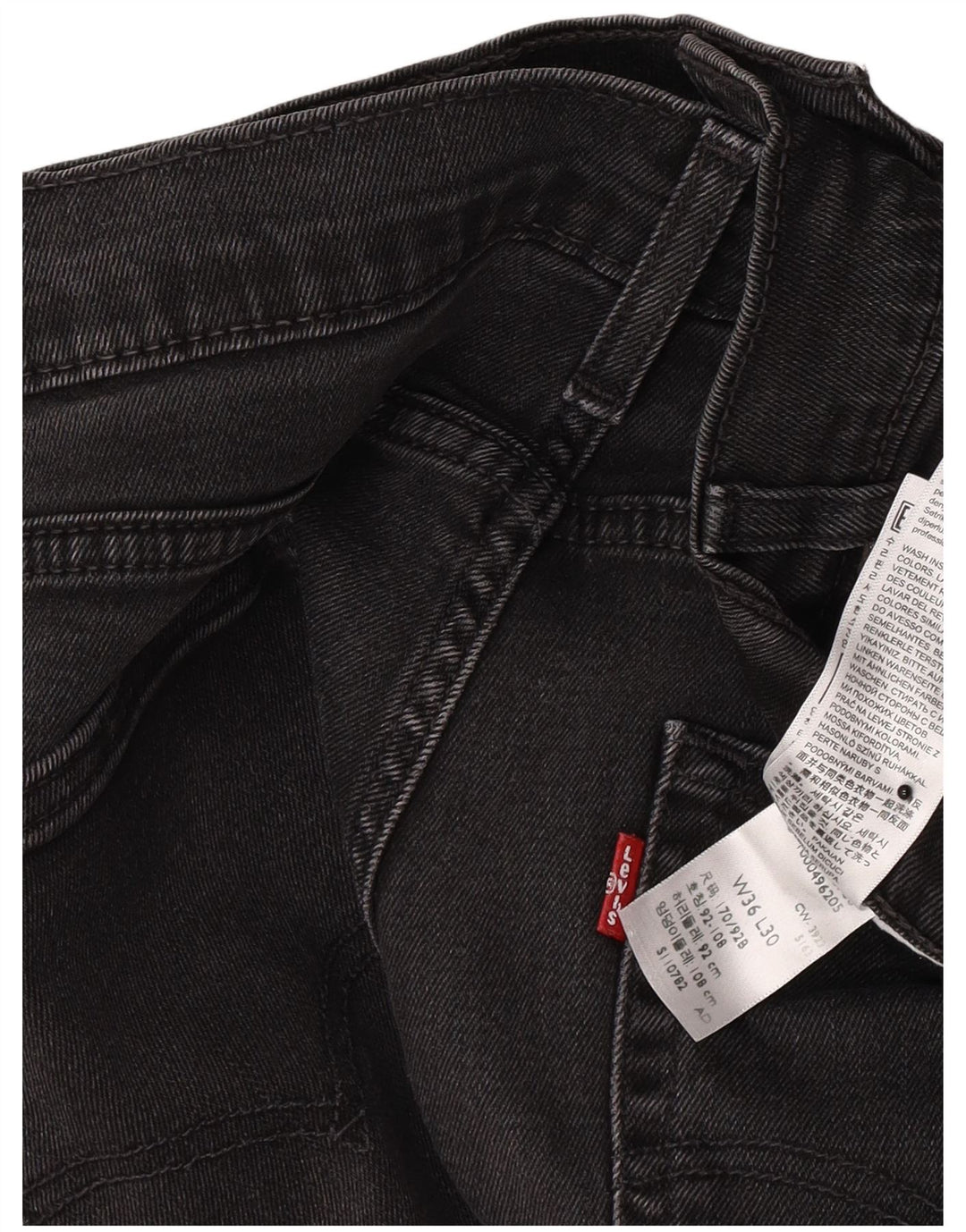 Levi's Straight Jeans til mænd W36 L30 sort bomuld