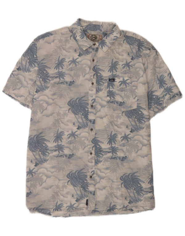 Lois Kortærmet Hawaii-skjorte til mænd XL Blue Cotton Beach