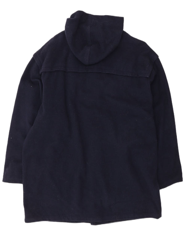 Stefanel Herre Loose Fit Hooded Duffel Coat UK 42 XL Navy Blue Wool