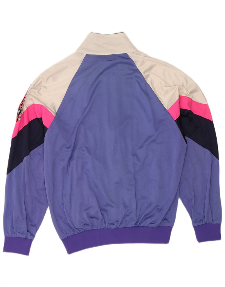 ASICS Womens Graphic Tracksuit Top Jacket UK 18 XL Purple Colourblock