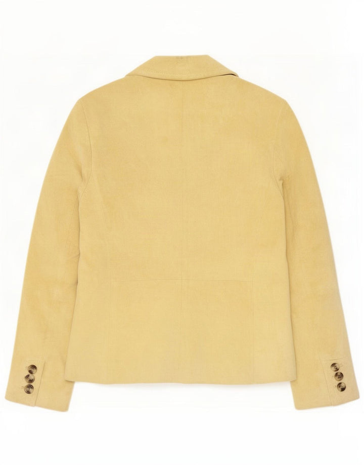 Max Mara Dame Weekend 3-knaps ruskindsblazerjakke UK 6 XS Beige Læder