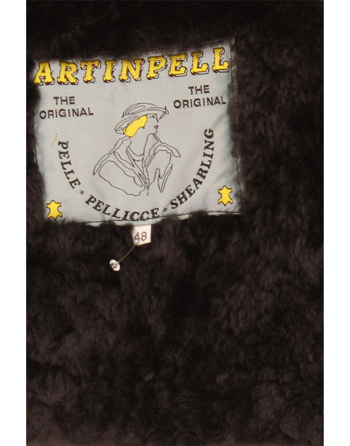 Vintage Herre Shearling Jacket IT 48 Medium Grey Læder