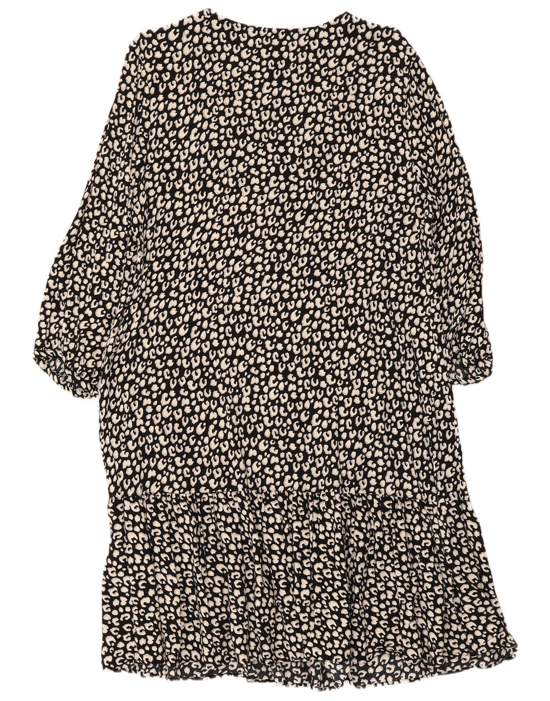 PRINCIPPER Kvinders 3/4-ærmet lagdelt kjole UK 16 Stort sort dyreprint