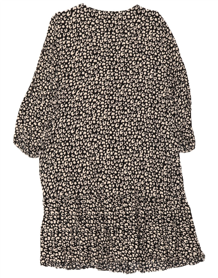 PRINCIPPER Kvinders 3/4-ærmet lagdelt kjole UK 16 Stort sort dyreprint