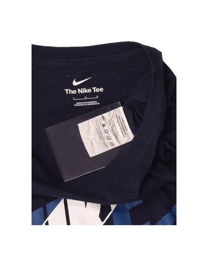 NIKE Mens Graphic T-Shirt Top Large Navy Blue Cotton