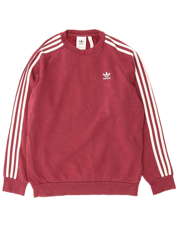 Adidas Mens Sweatshirt Jumper Small Burgundy Cotton