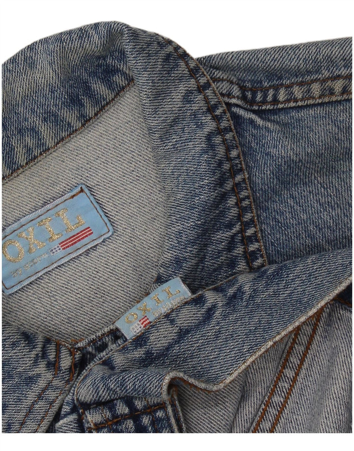 VINTAGE Womens Crop denimjakke UK 14 Medium Blue