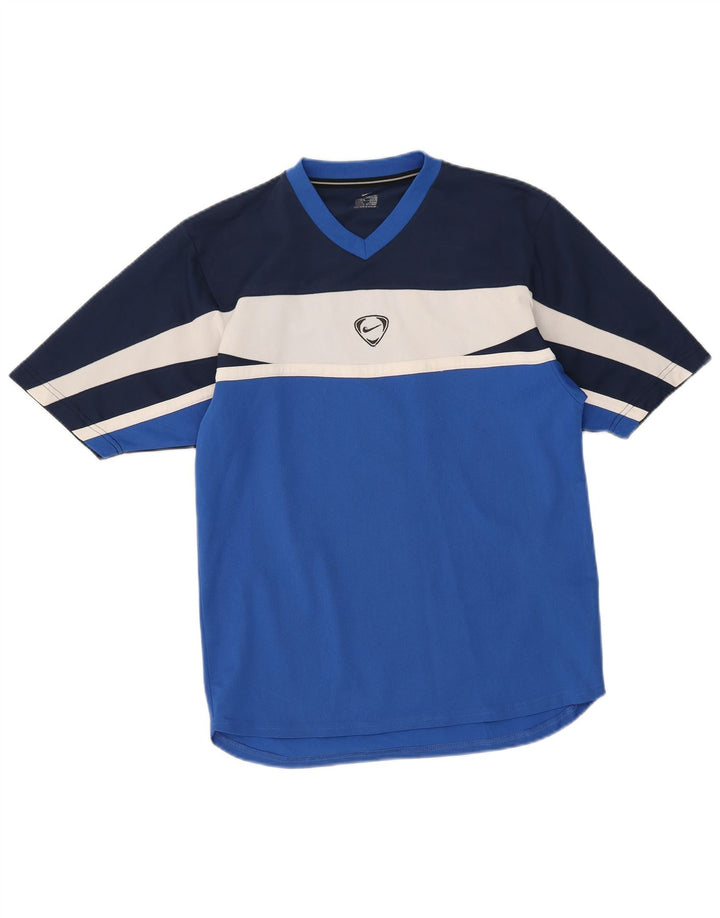 Nike T-shirt top til mænd, lille blå Colourblock Polyester