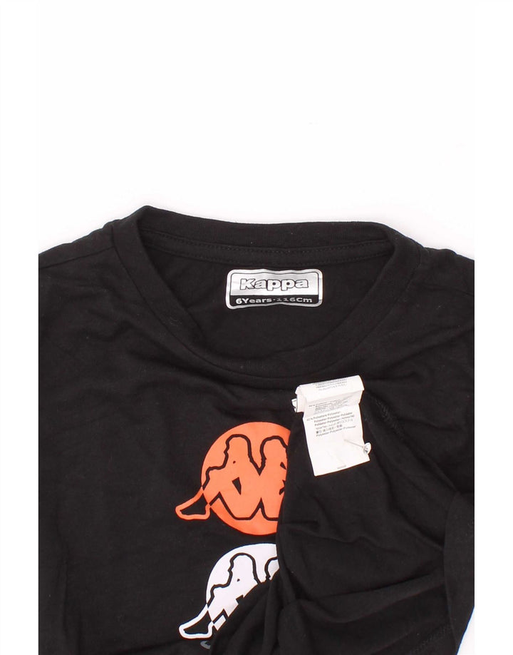 Kappa Boys Grafisk T-Shirt Top 5-6 år Sort Bomuld