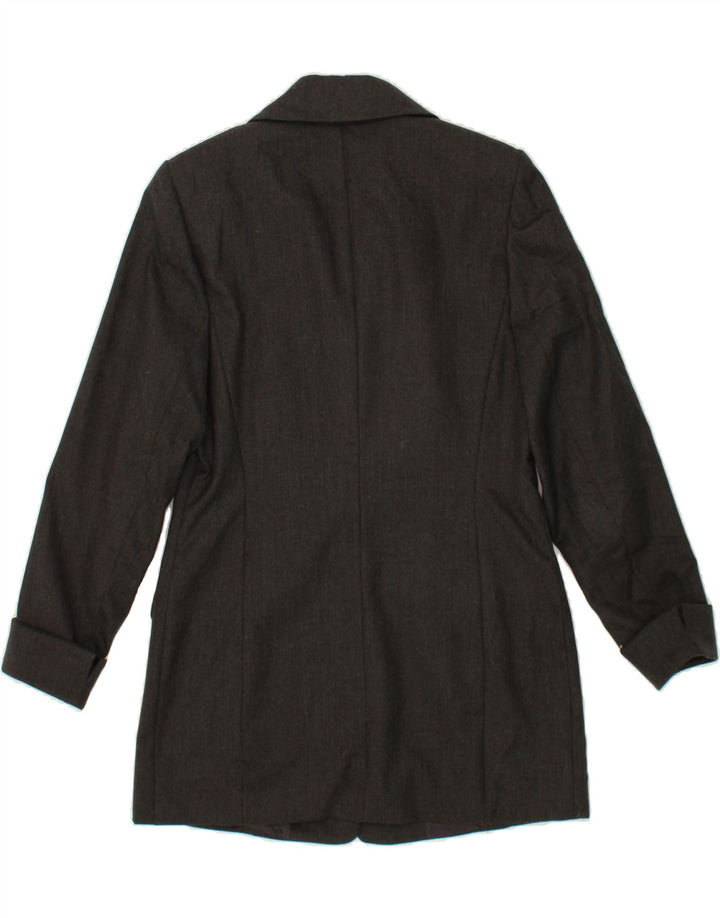 ASHLEY BROOKE Womens Longline 4 Button Blazer Jacket UK 12 Medium  Grey Vintage Ashley Brooke and Second-Hand Ashley Brooke from Messina Hembry 