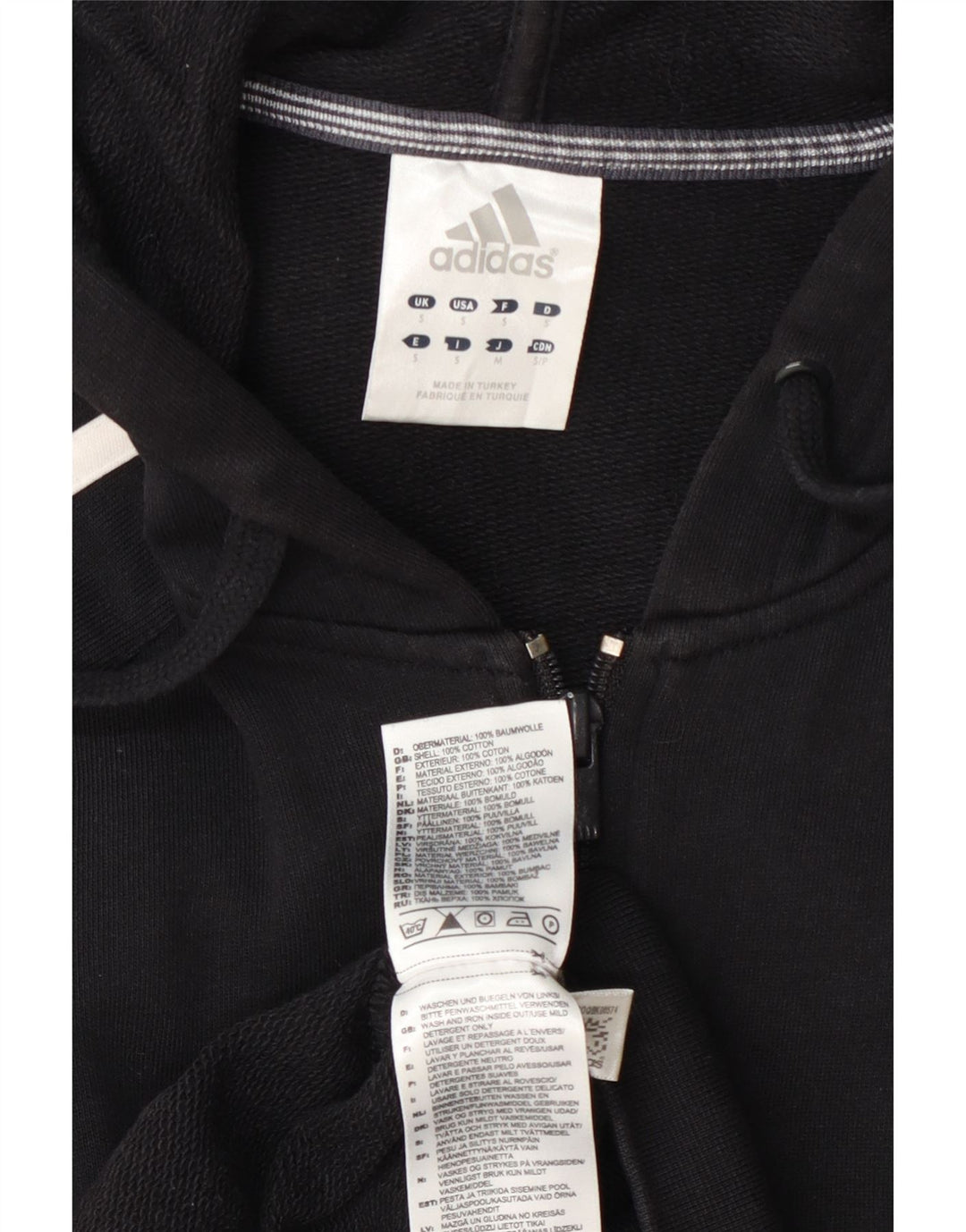 Adidas Hættetrøje med lynlås til mænd, lille sort bomuld