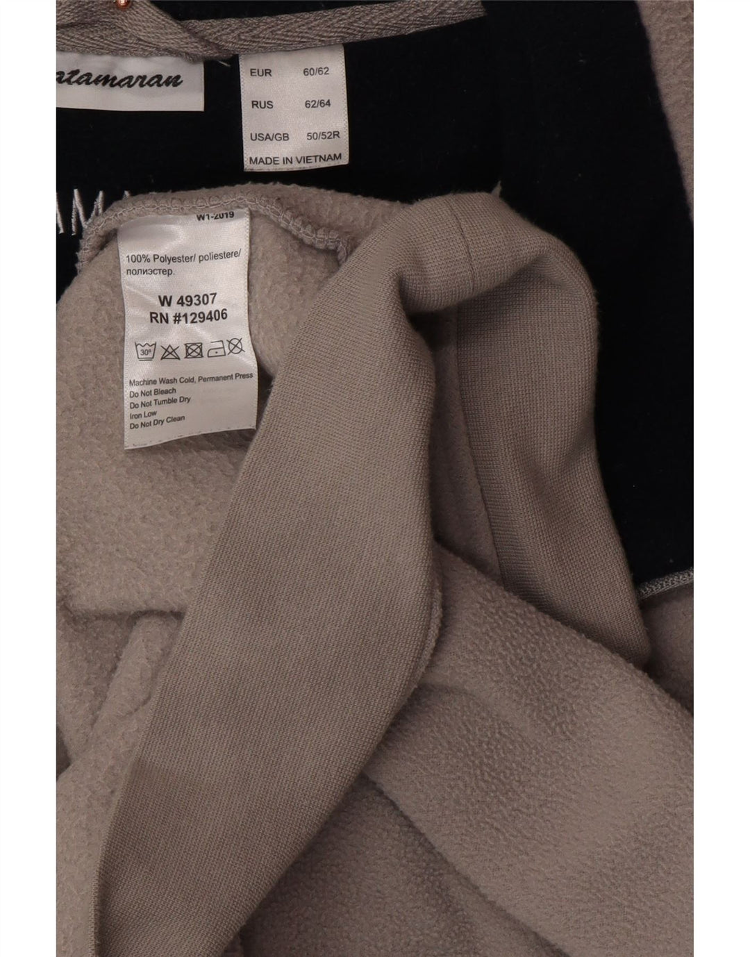 CATAMARAN Fleecetrøje med lynlås til mænd UK 50/52 4XL Grå Polyester