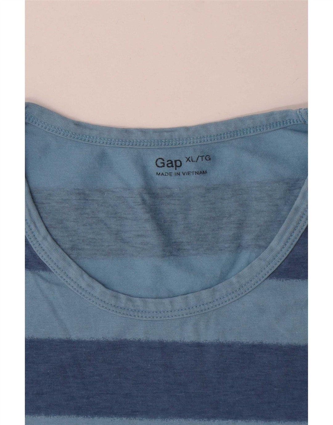 Gap Herre T-Shirt Top XL Blå Stribet Bomuld