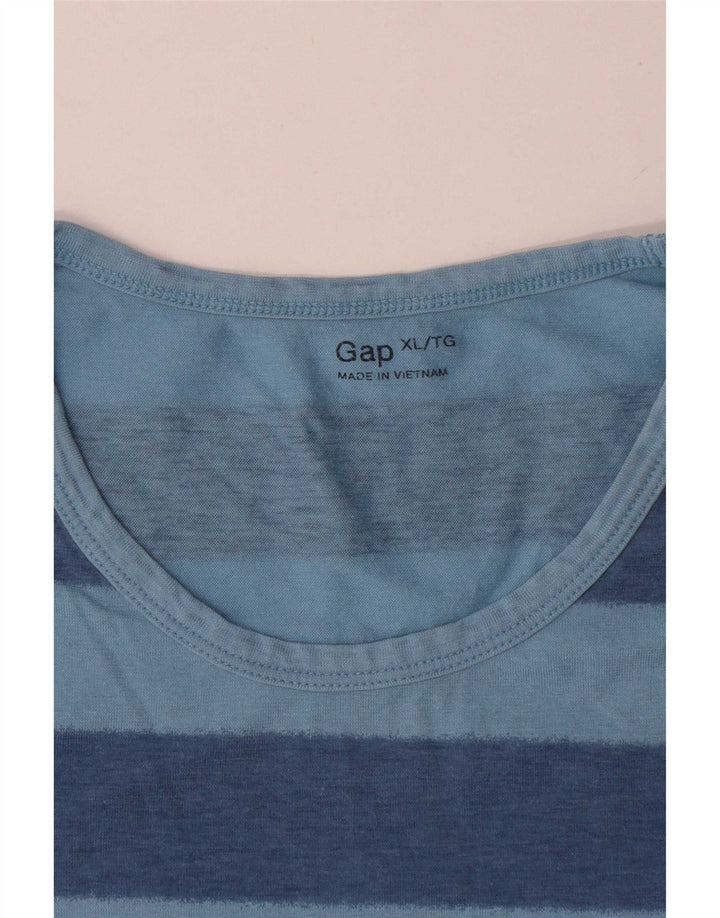 Gap Herre T-Shirt Top XL Blå Stribet Bomuld