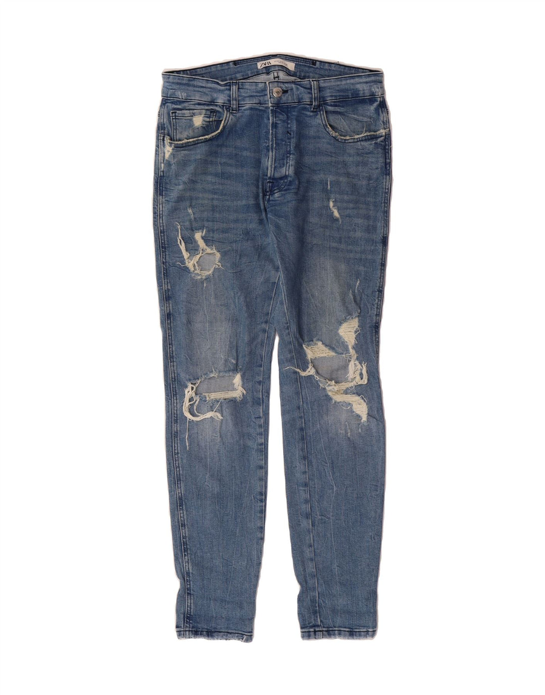 ZARA Womens Distressed Slim Jeans EU 42 Large W32 L30 Blue Vintage Zara and Second-Hand Zara from Messina Hembry 