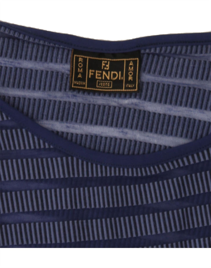 FENDI Womens See Through Top UK 12 Medium Blue Striped Vintage Fendi and Second-Hand Fendi from Messina Hembry 