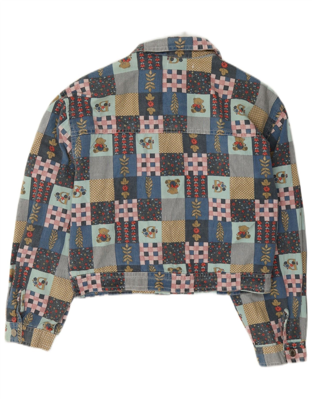 Vintage Kvinders Crop Bomber Jacket UK 14 Medium Flerfarvet Patchwork
