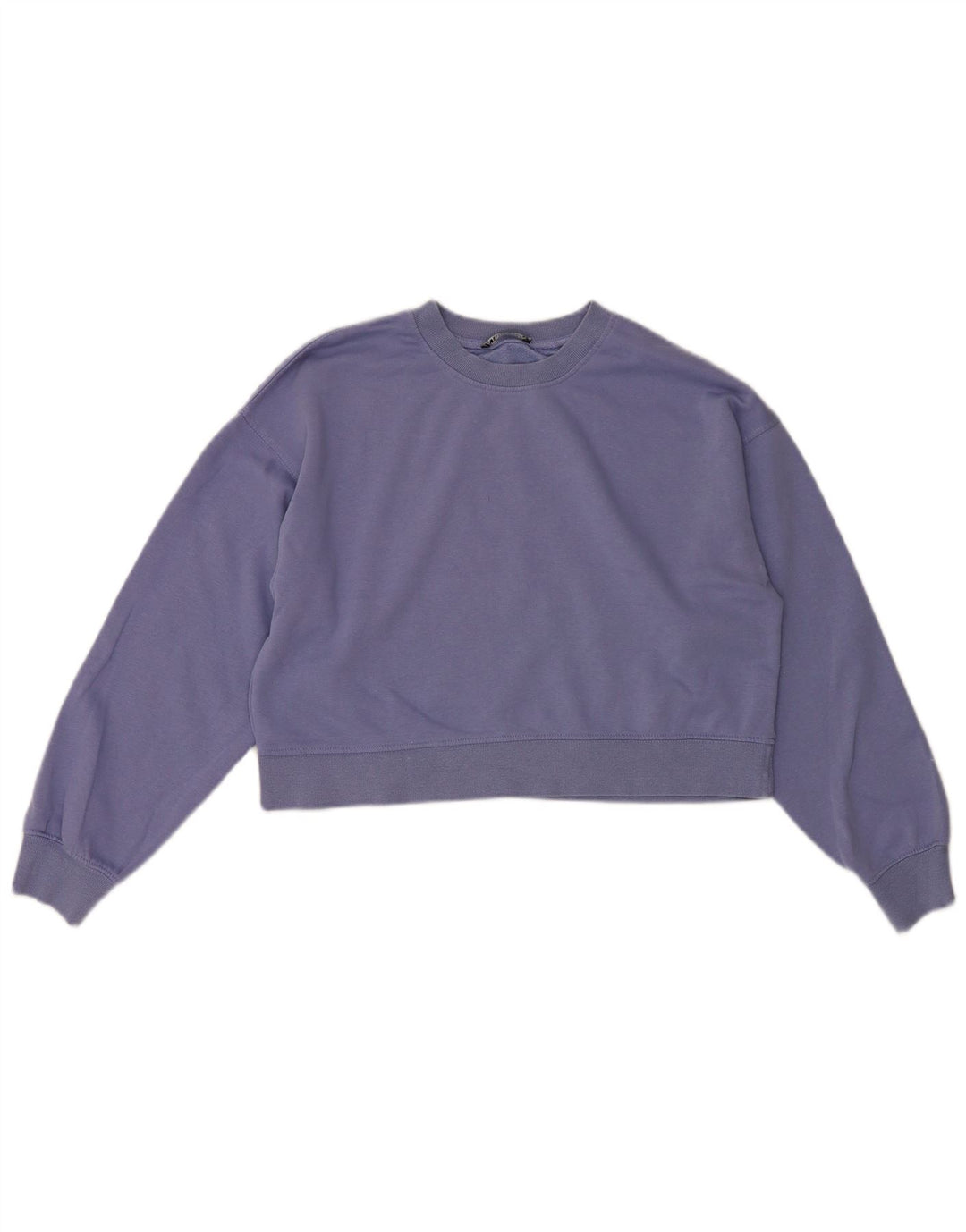 Zara Womens Crop Sweatshirt Jumper UK 12 Medium Lilla Bomuld