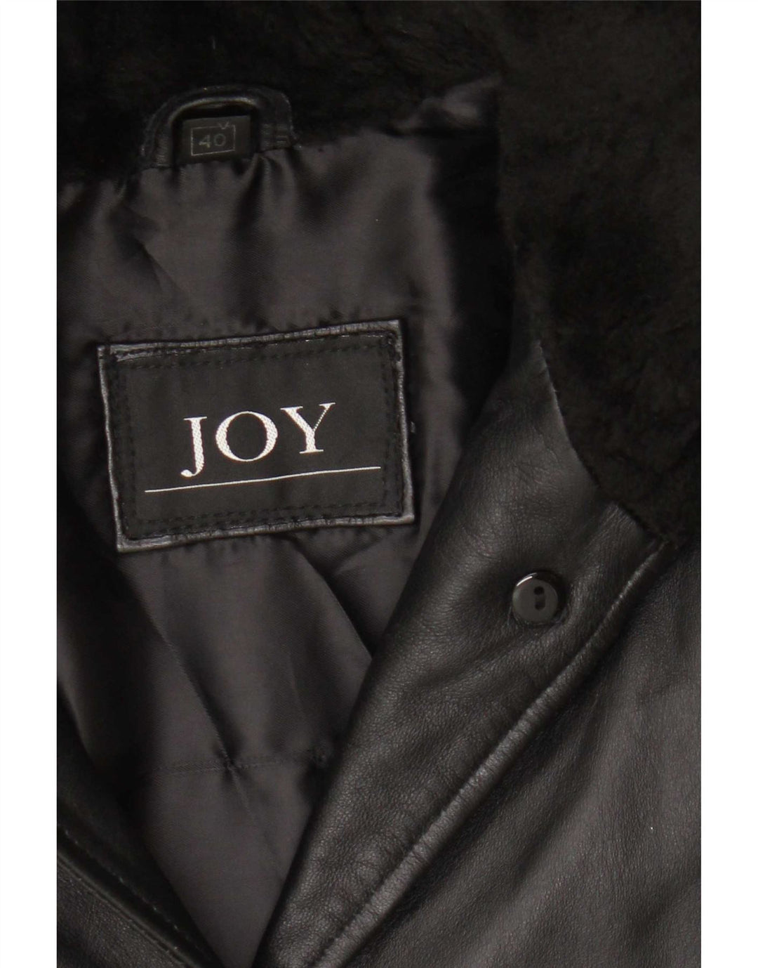 Joy Dame Hætte Oversized Læderfrakke EU 40 Medium Sort