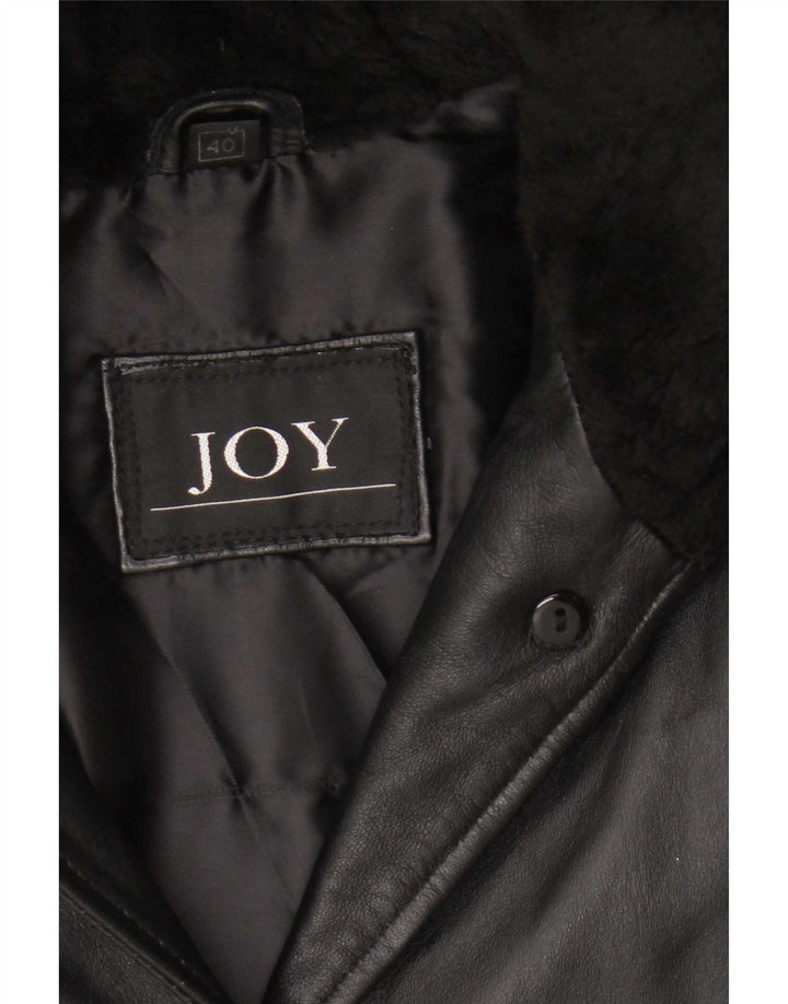Joy Dame Hætte Oversized Læderfrakke EU 40 Medium Sort