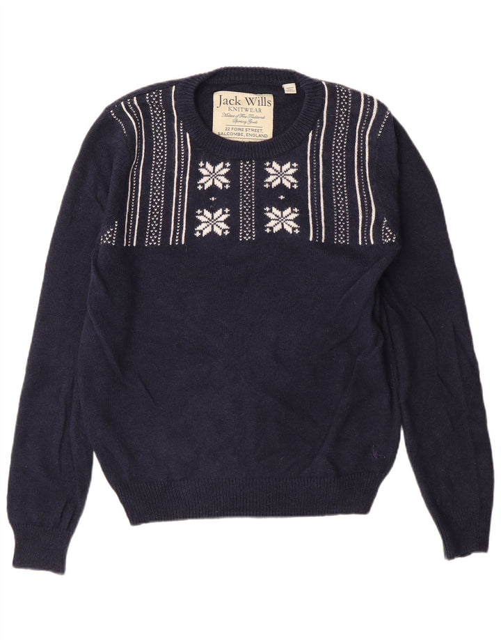JACK WILLS Dame sweater med rund hals DK 12 Medium Navy Blue