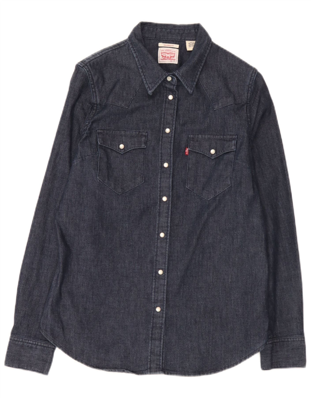 Levi's skræddersyet denimskjorte til kvinder, UK 14 Medium marineblå bomuld