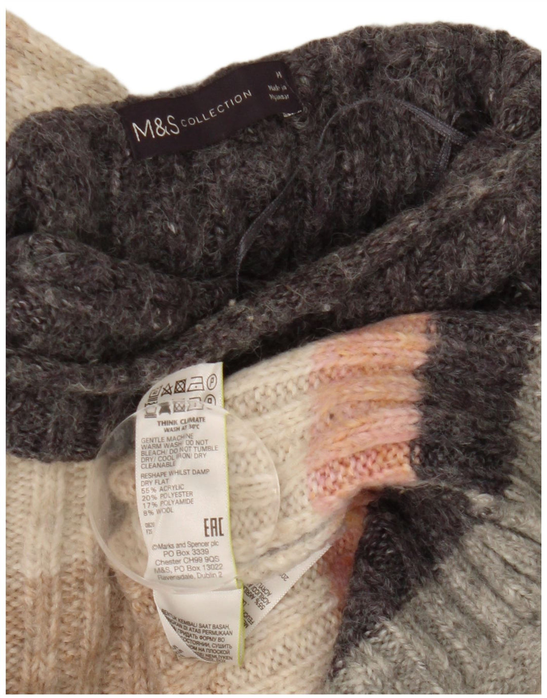 Marks & Spencer Dame Turtle Neck Jumper Sweater UK 12 Medium Multicoloure