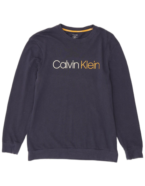 Calvin Klein Herre Grafisk Sweatshirt Jumper Medium Navyblå Bomuld