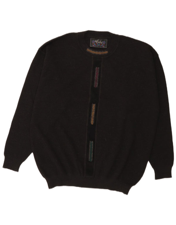 Cobra Mens Crew Neck Jumper Sweater IT 52 Large Black Acrylic