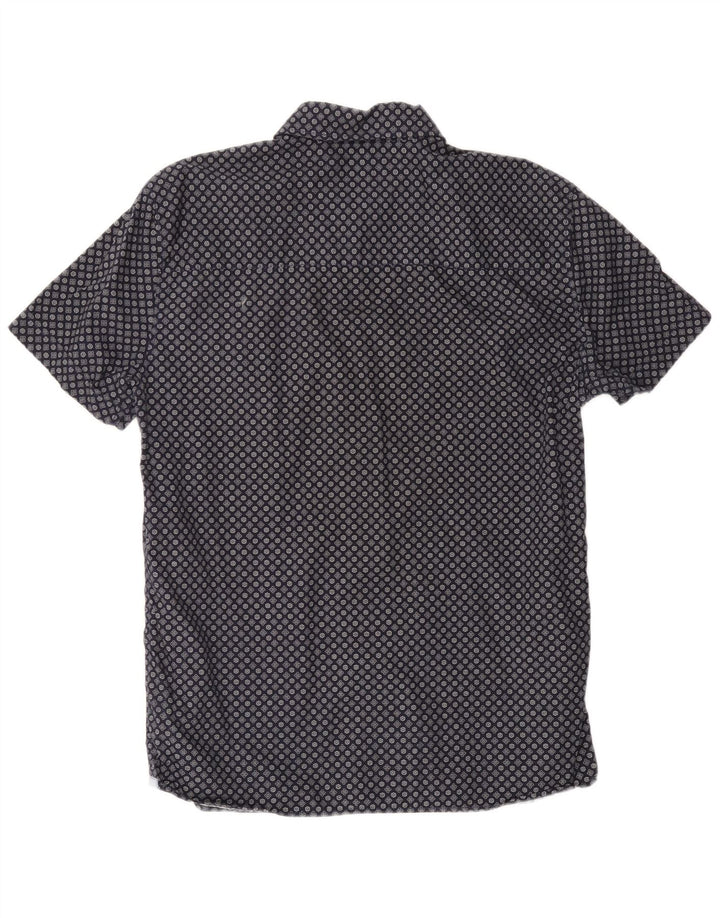 MUSTANG Herre Slim Fit kortærmet skjorte Stor marineblå blomsterbomuld