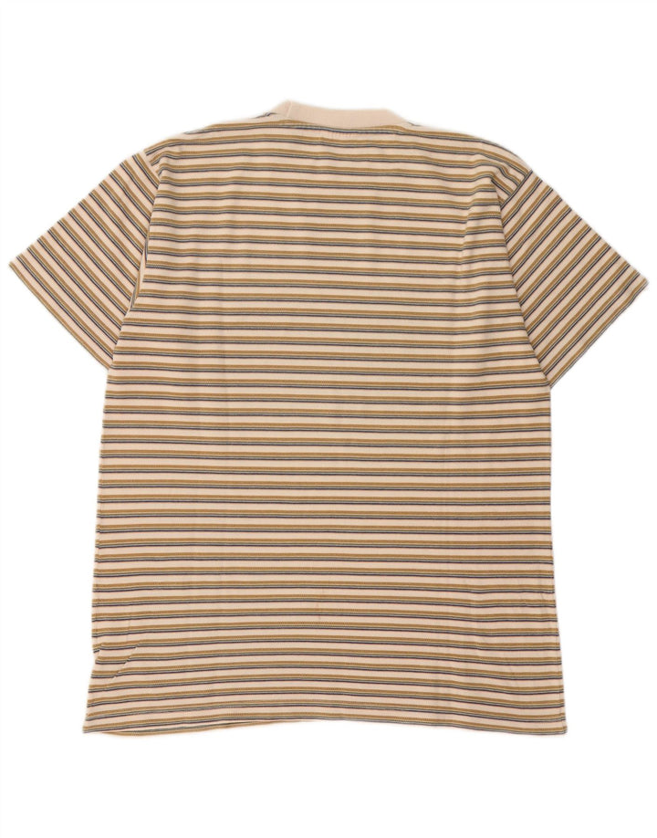 Lee Herre T-Shirt Top Stor Beige Stribet Bomuld