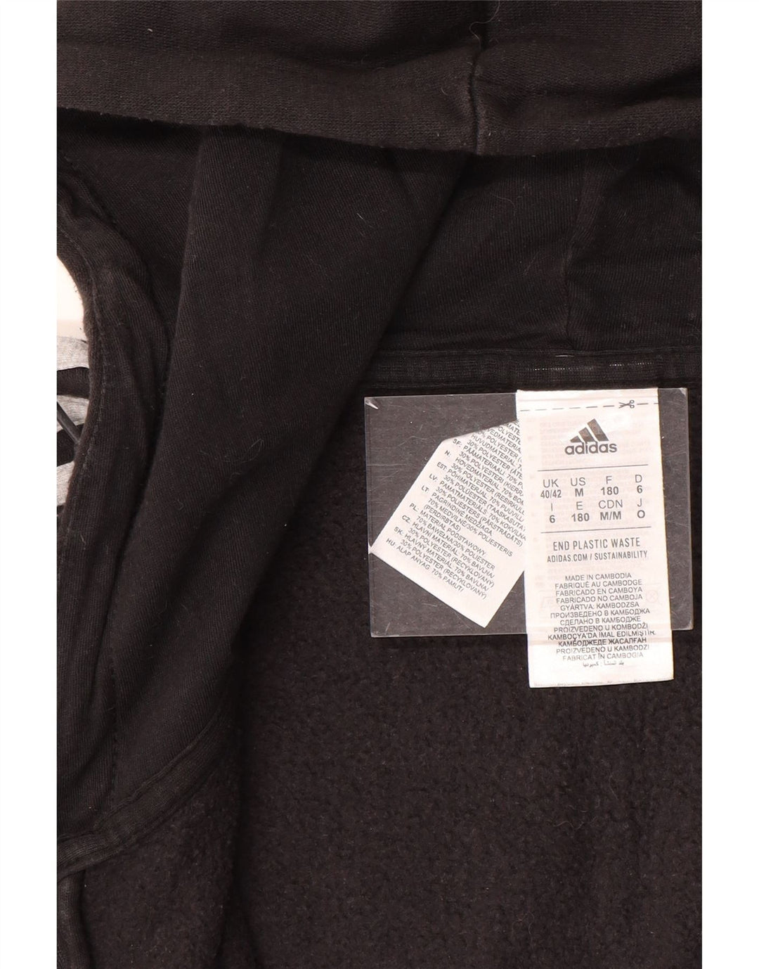 ADIDAS Hættetrøje med lynlås til mænd UK 40/42 Medium Sort bomuld