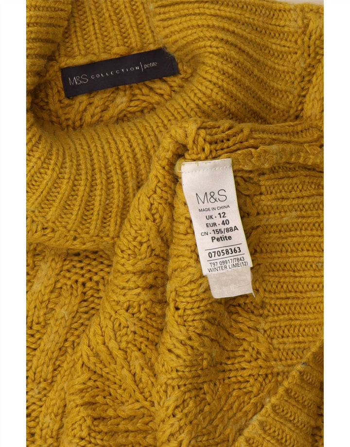Marks & Spencer Dame Turtle Neck Jumper Sweater UK 12 Medium Yellow
