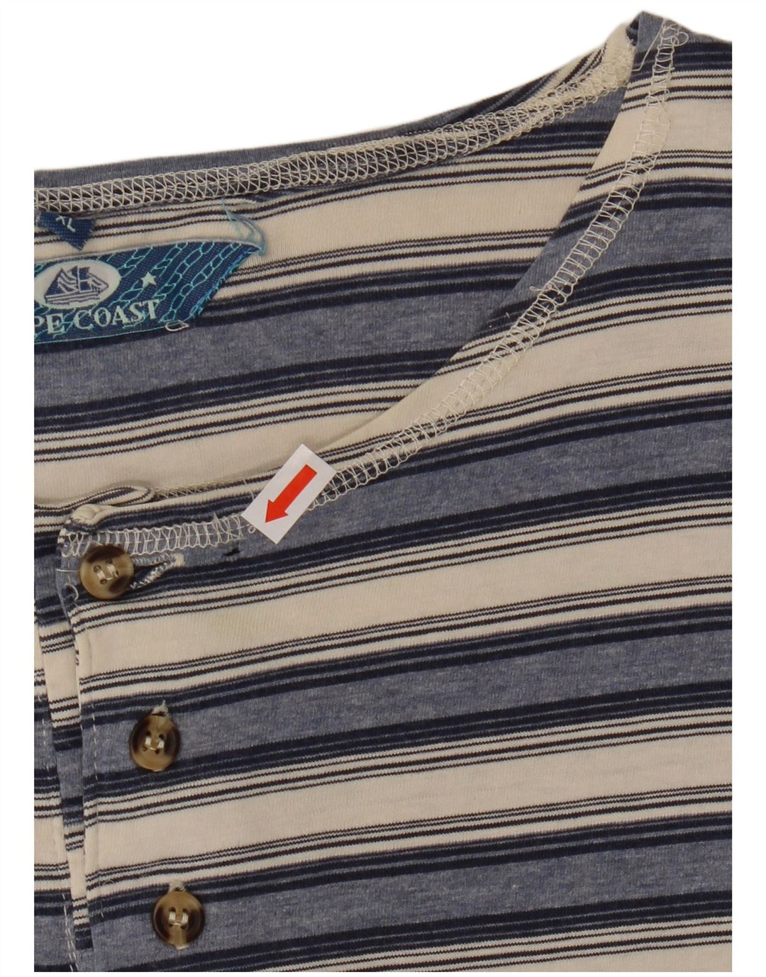 VINTAGE herre T-shirt top XL marineblå stribet bomuld