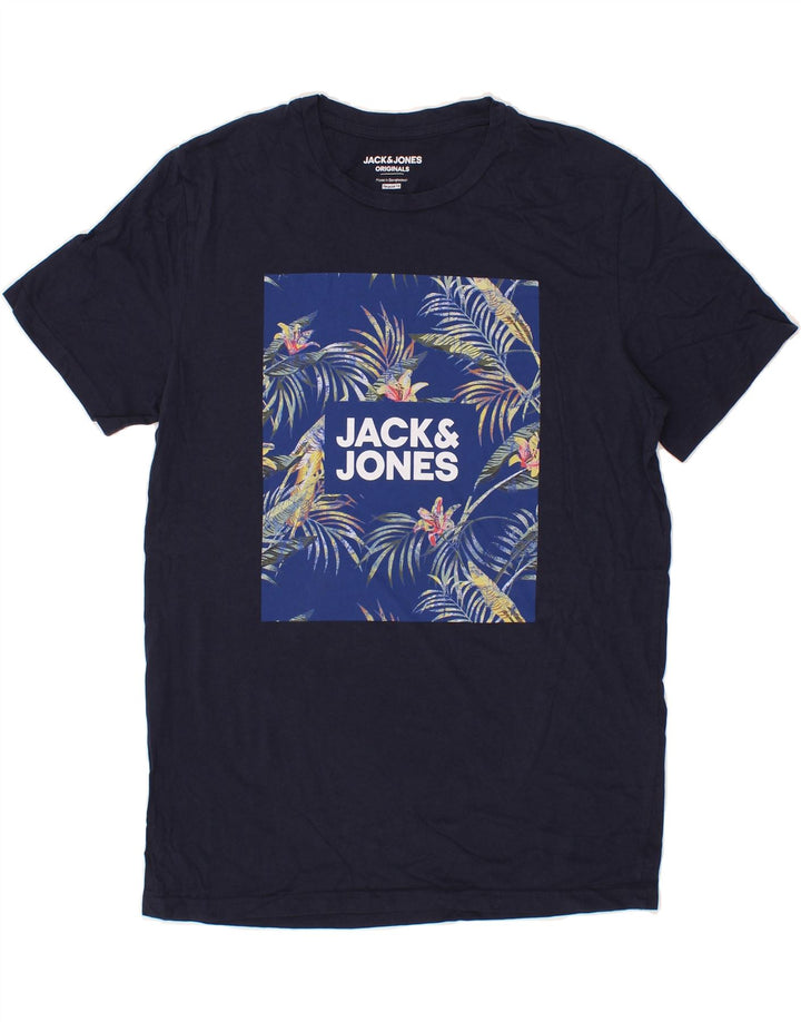 JACK & JONES Mens Regular Fit T-Shirt Large Navy Blue Cotton Vintage Jack & Jones and Second-Hand Jack & Jones from Messina Hembry 