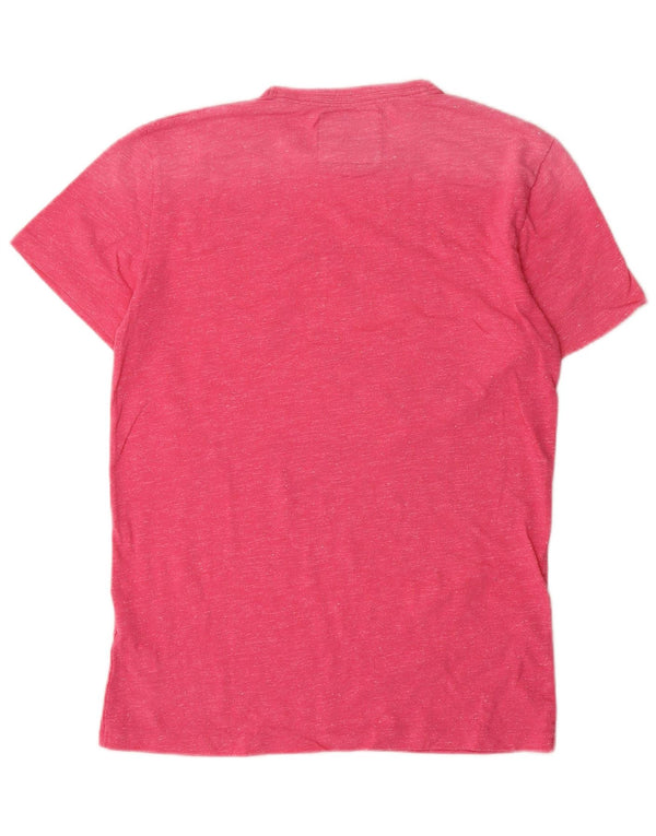 Superdry Grafisk T-shirttop til kvinder UK 14 Medium Pink Flecked Bomuld