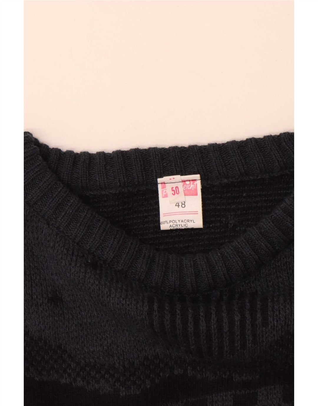 Vintage Herre Crew Neck Jumper Sweater IT 48 Medium Grå Geometrisk