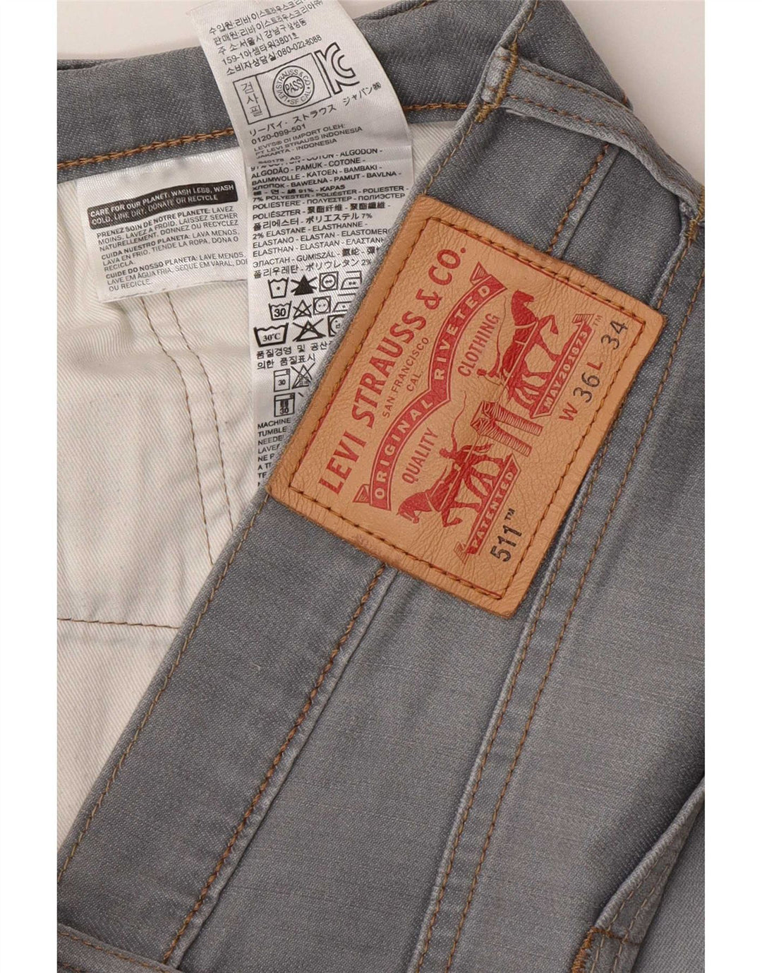 Levi's Herre 511 Slim Jeans W36 L29 Grå Bomuld